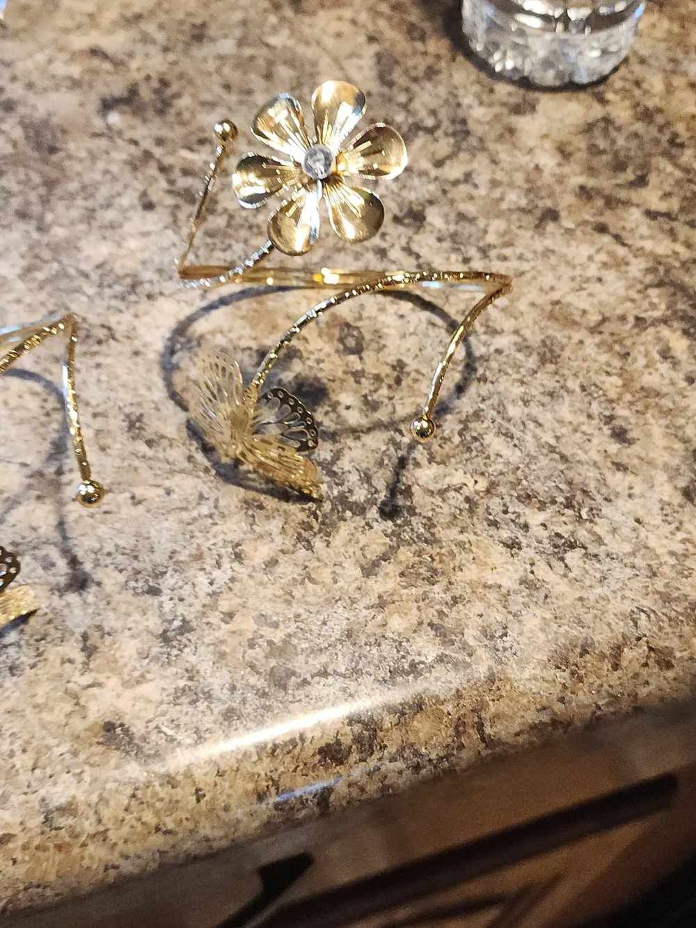 Gold Butterfly & Flower Adjustable Bracelet - Women Accessories